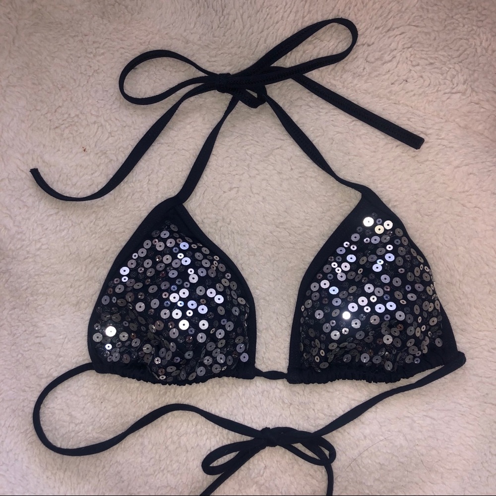 Abercrombie & Fitch Navy Sparkle Swim Top